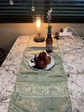 Stratford Home Sage Green Table Runner appx 72”